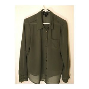 💚· by&by Translucent Polyester Green Blouse XL·💚